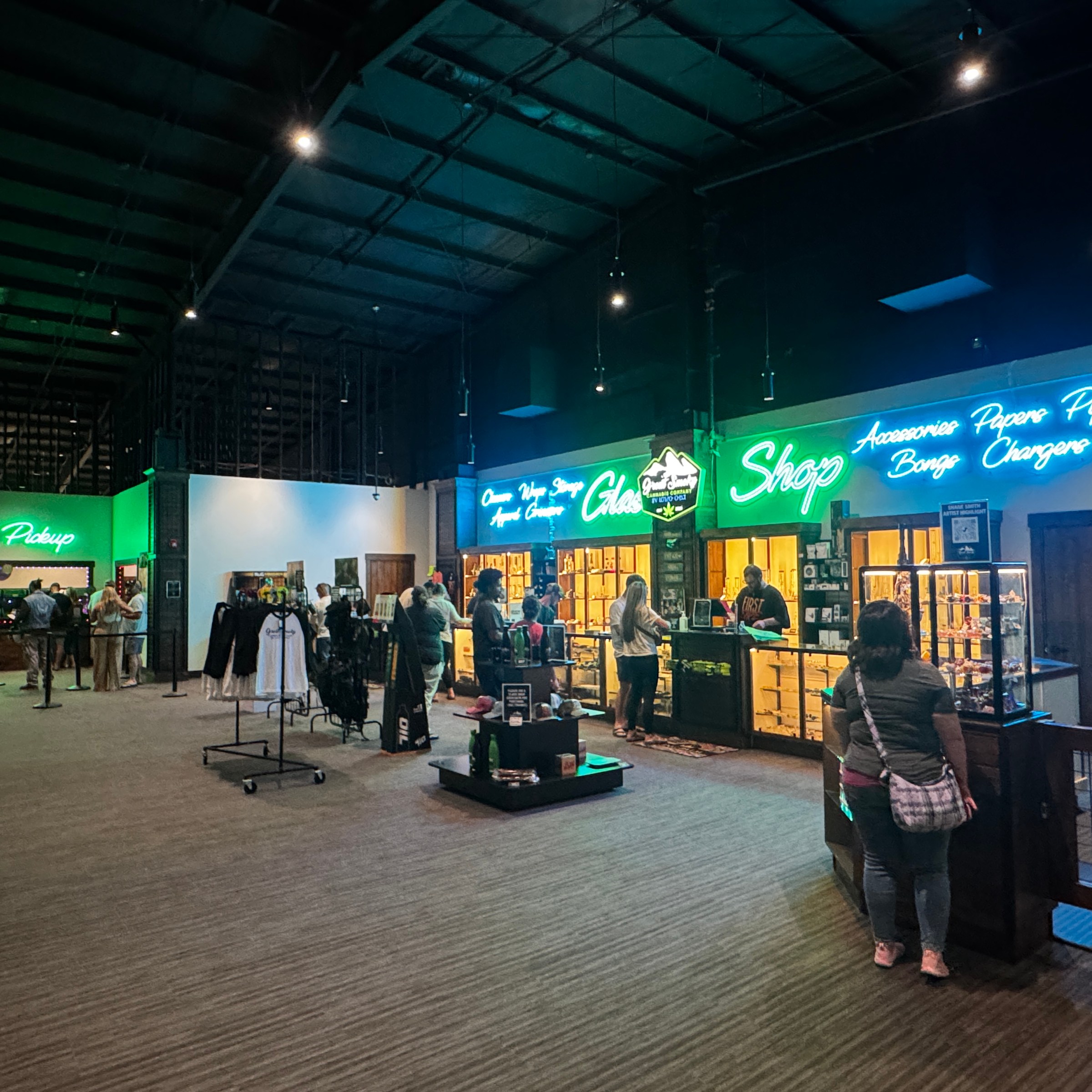 a group of people standing in a room